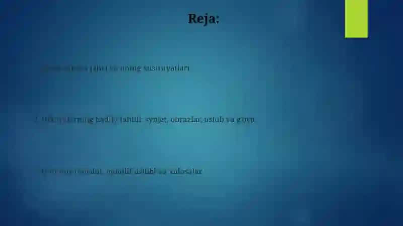 Hikoya janiri va badiiy tahlil 2