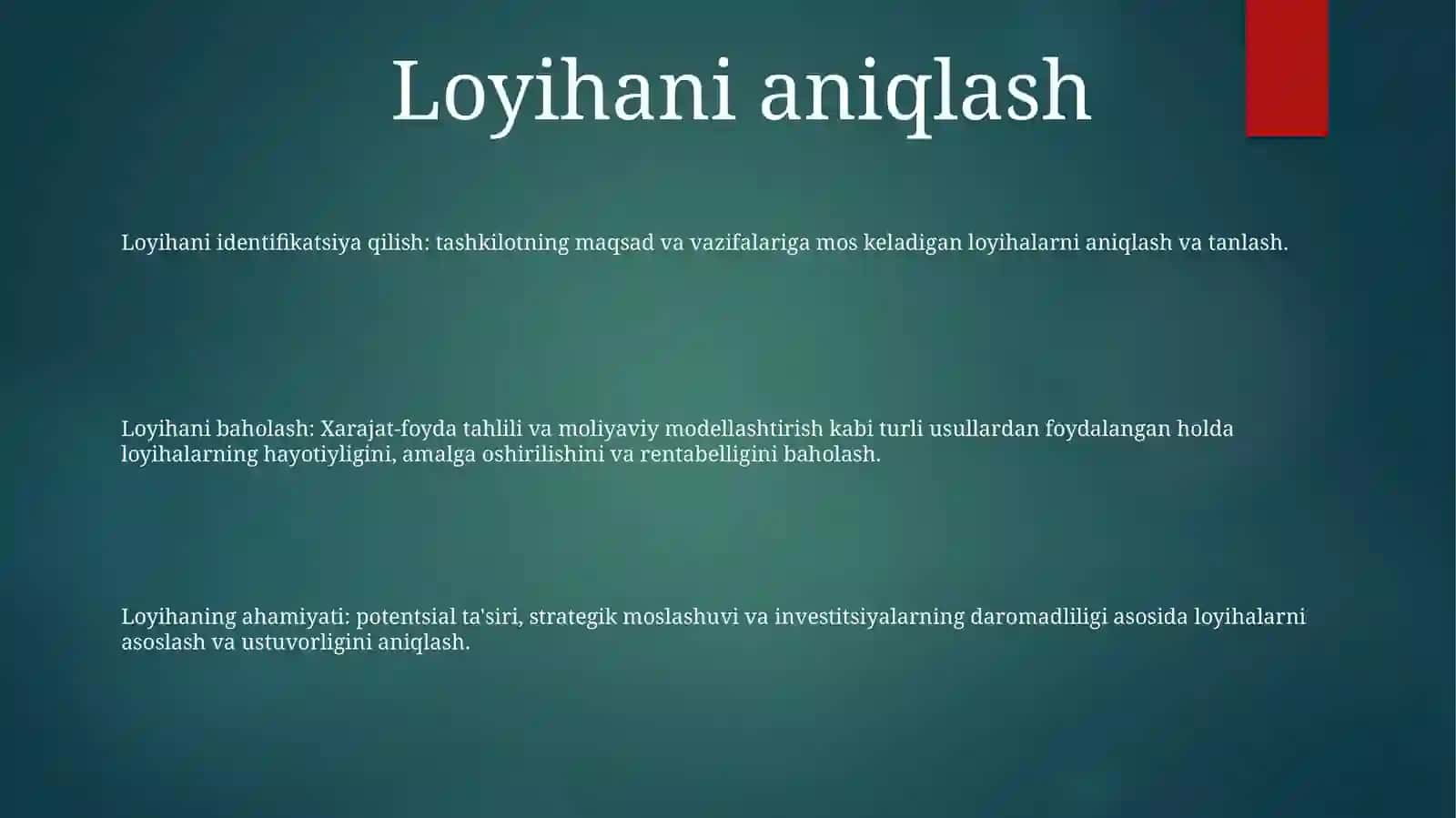 Investitsiyalari Loyihalari Samaradorligini BaholashVaAhamiyati 2