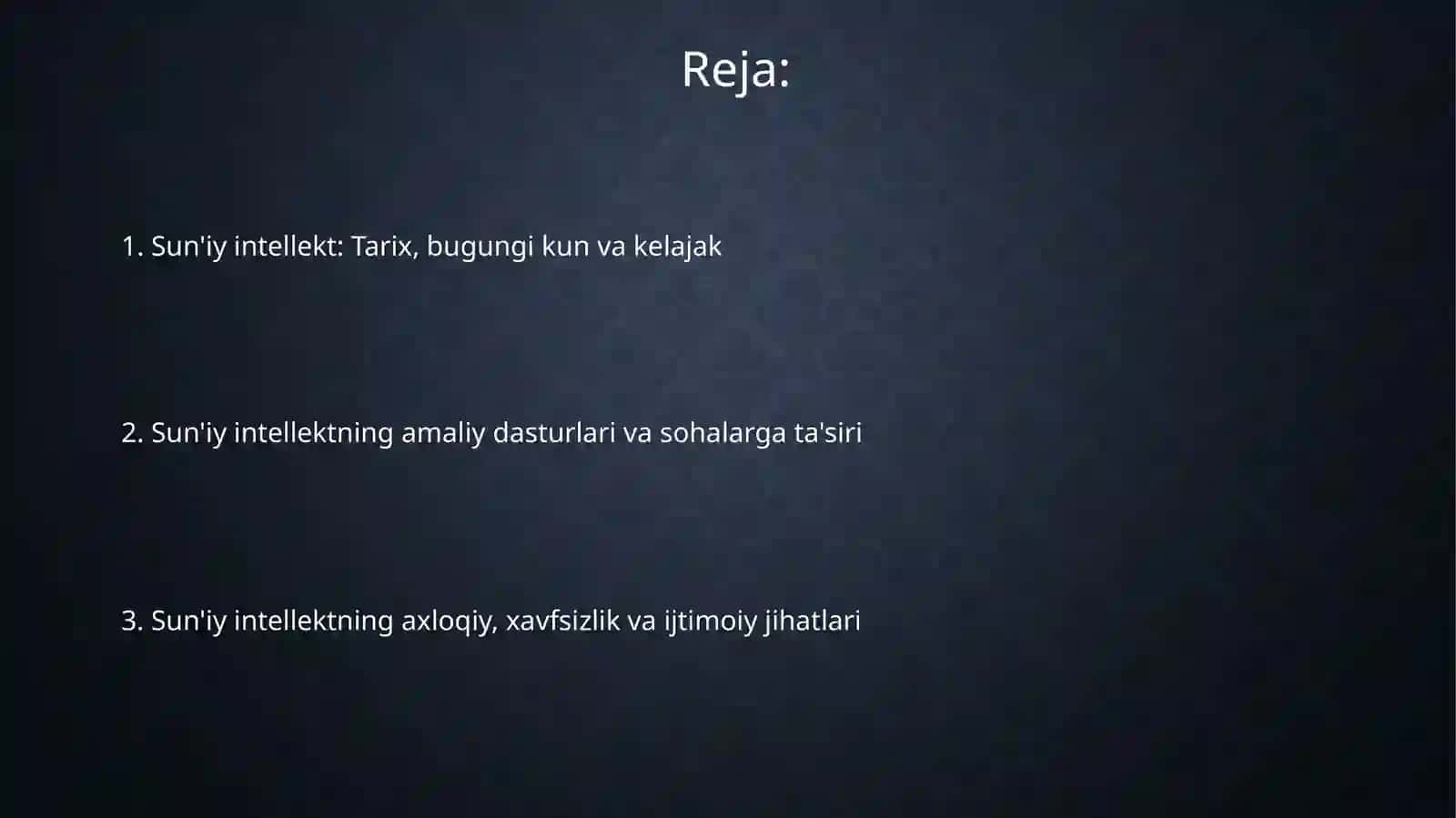 Sun’iy intellekt va Kelajak texnologiyalari 2