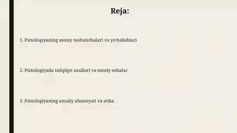 Psixologiya: Ta'riflar, Sohalar va Asosiy Nazariyalar 2