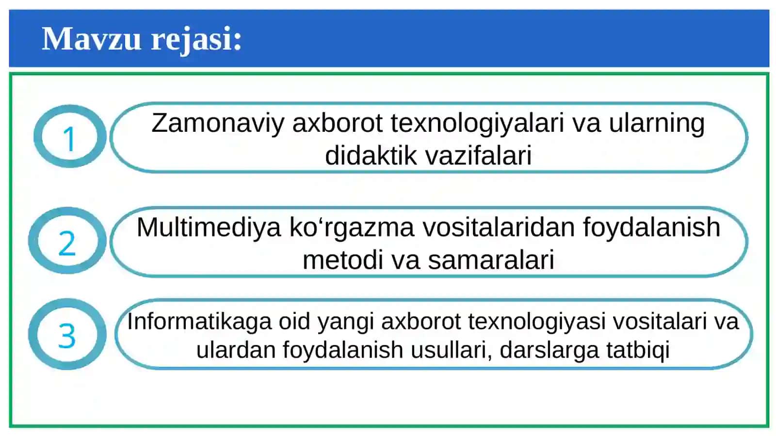 INFORMATIKA FANINI O‘QITISHDA ZAMONAVIY TEXNOLOGIYALAR 2