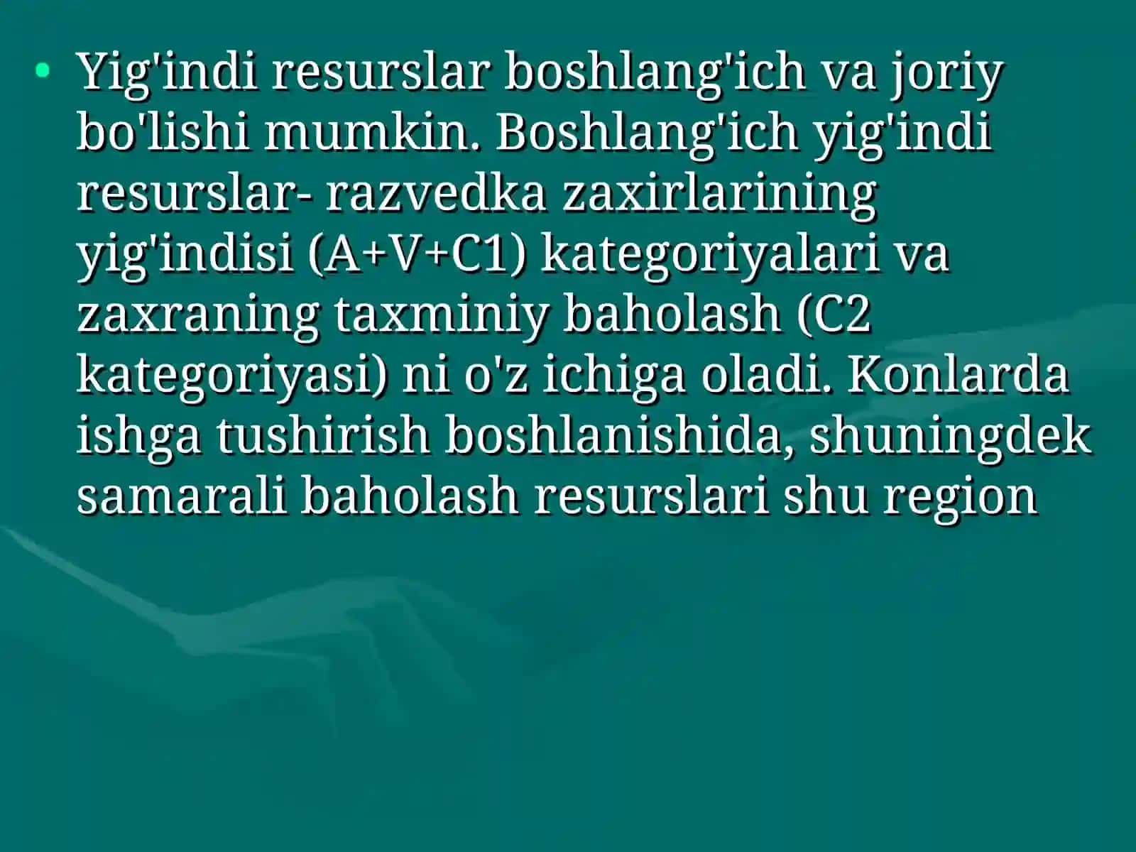 Neft, gazkondensatning jami resurslari 2