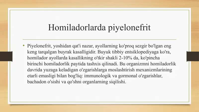 Homiladorlikda piyelonefrit 2