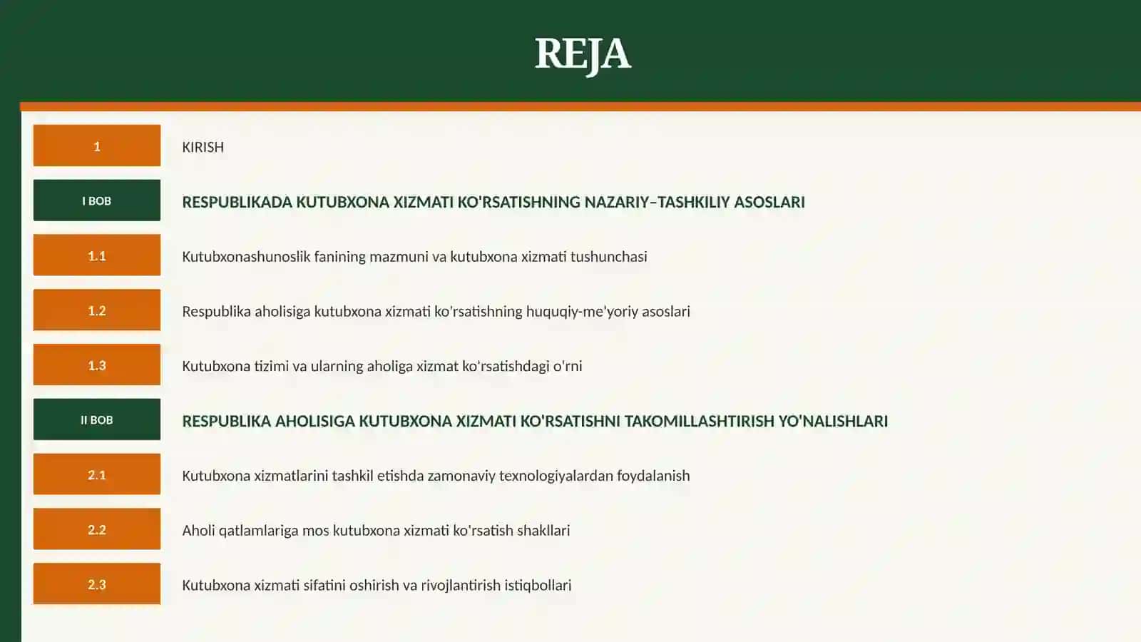 Respublika aholisiga kutubxona xizmati ko'rsatishning tashkil qilinishi 2