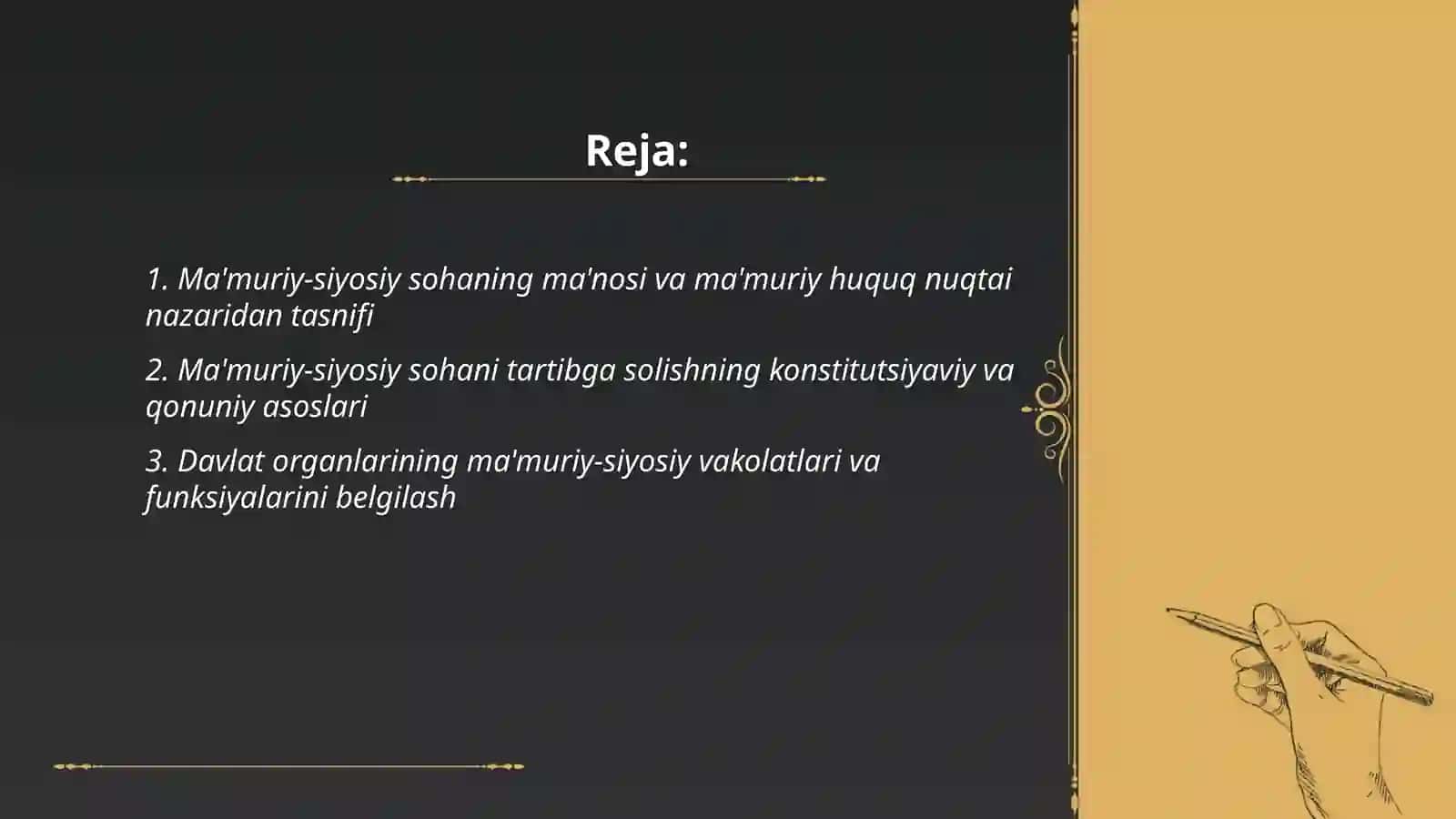 Ma`muriy siyosiy sohani ma`muriy huquqida tartibga solish 2
