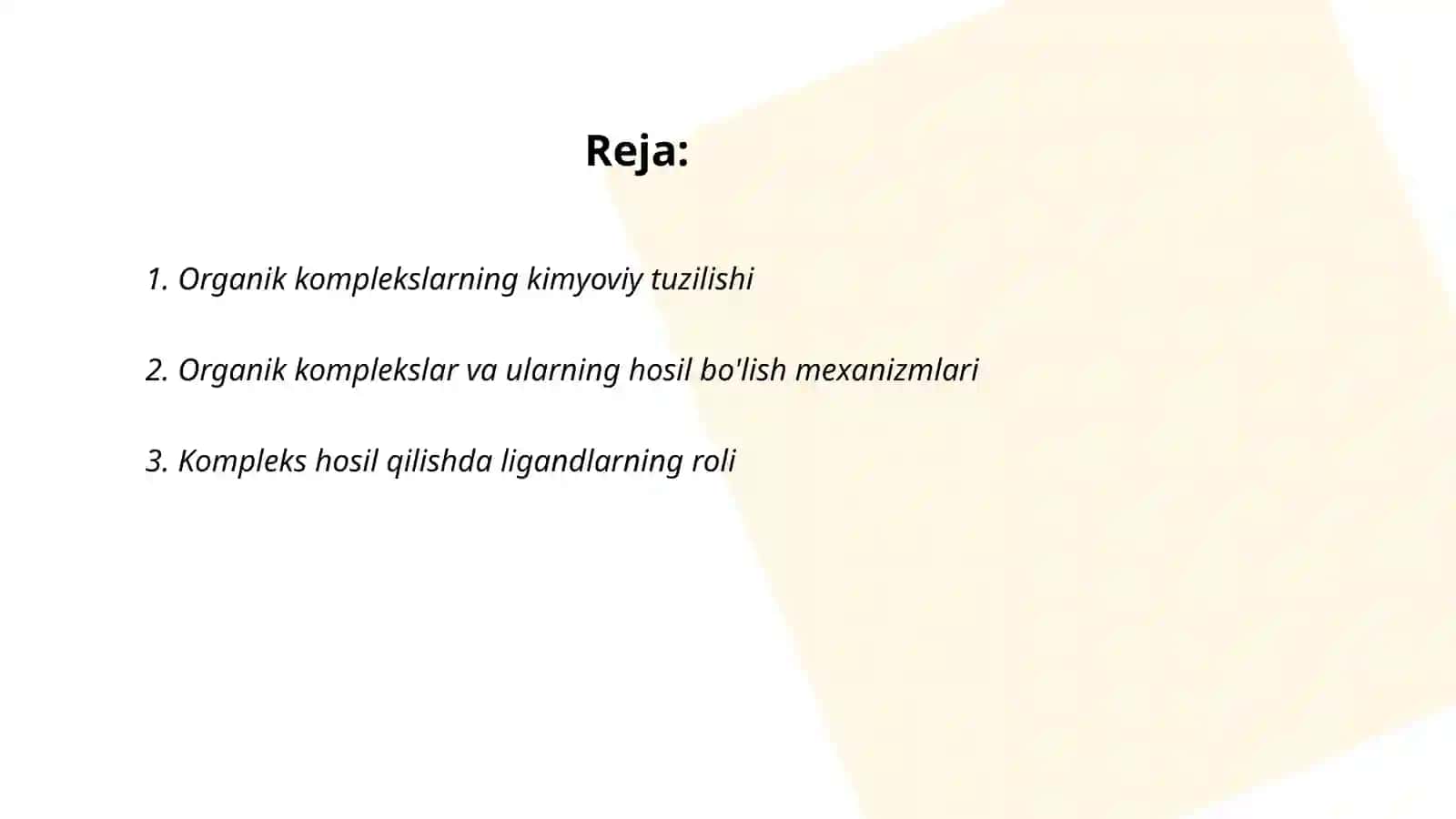 Organik kopmleks hosil qiluvchilar 2