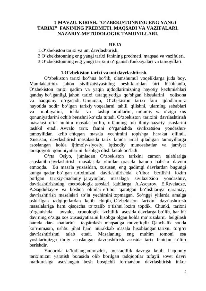 O‘zbekistonning Eng Yangi Tarixi 2