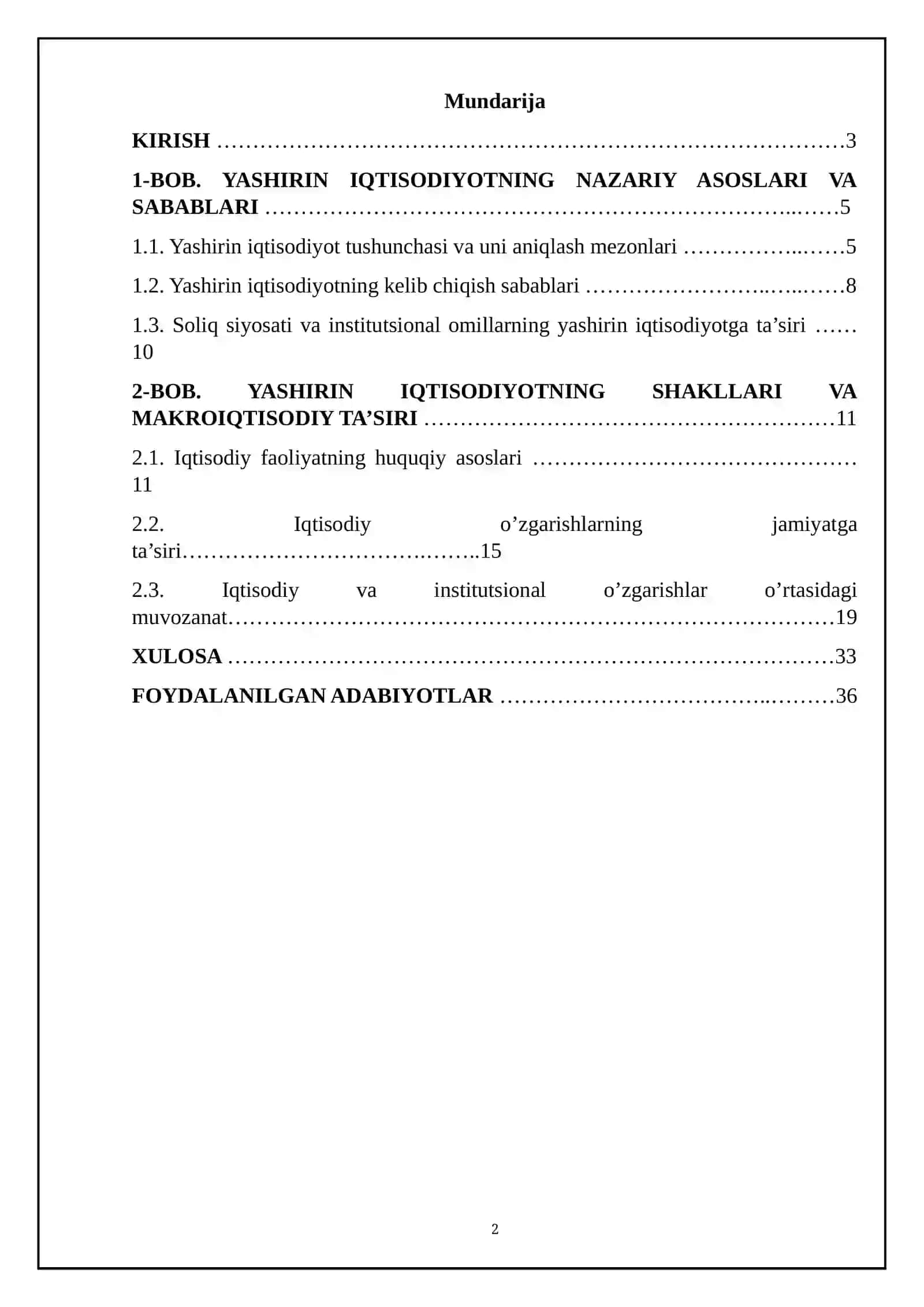 Yashirin iqtisodiyotning nazariy asoslari va sabablari 2