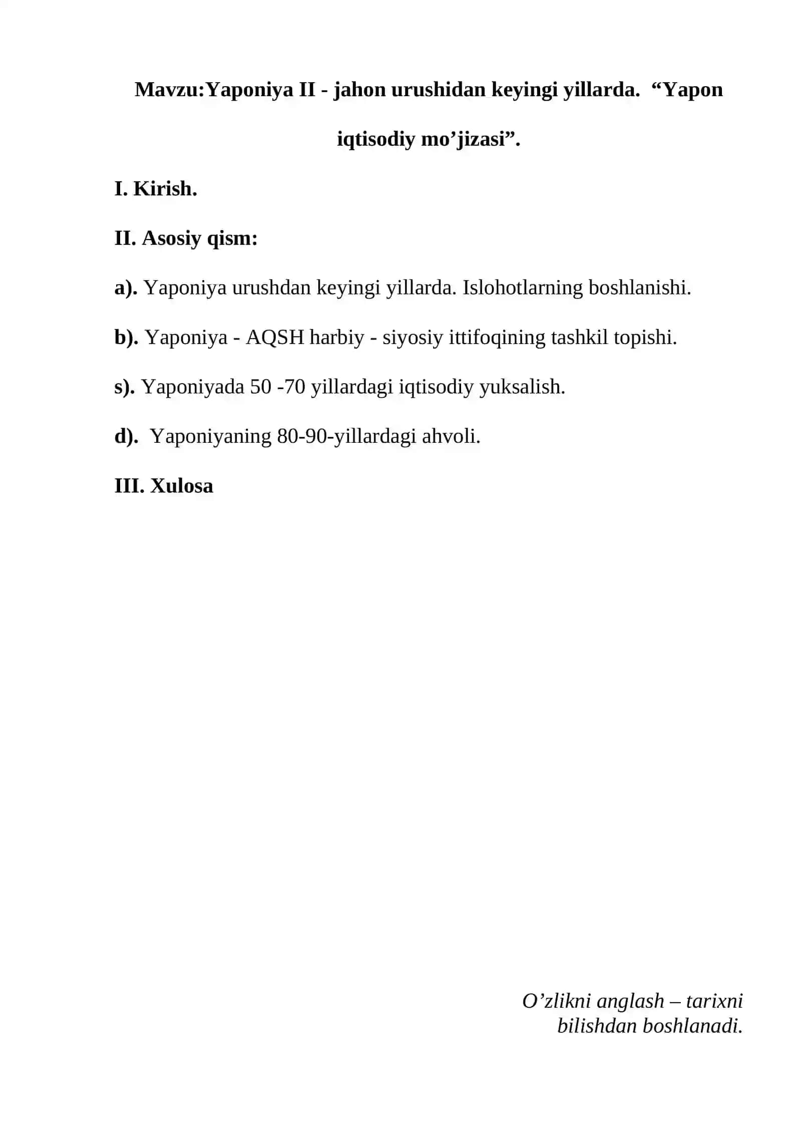 Yaponiya II - jahon urushidan keyingi yillarda. "Yapon iqtisodiy mo'jizasi" 2