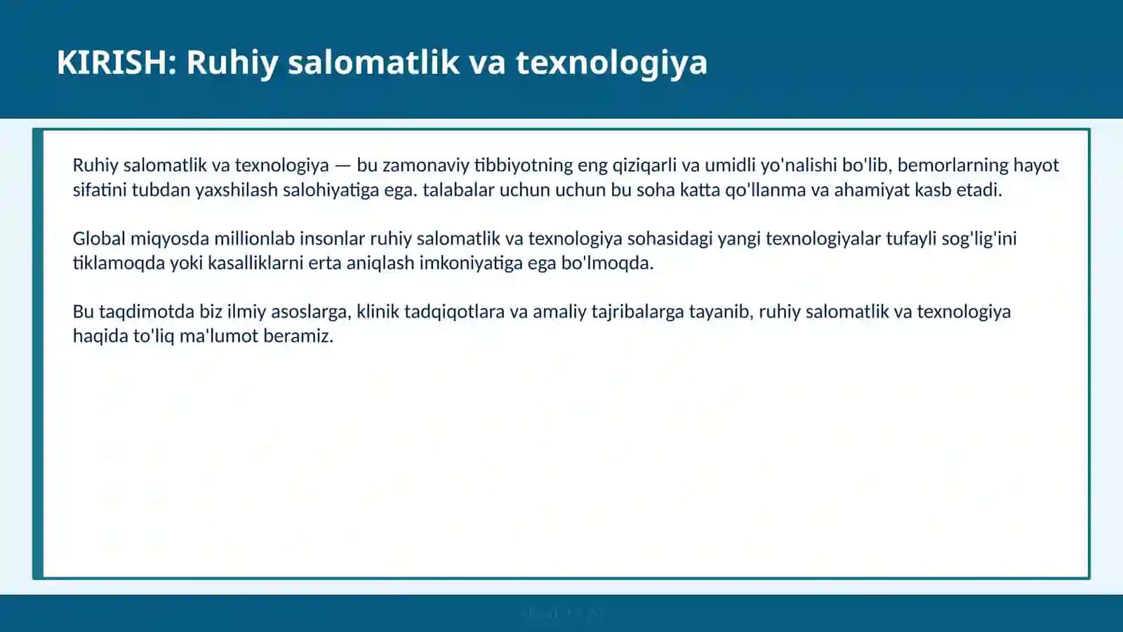 RUHIY SALOMATLIK VA TEXNOLOGIYA 2