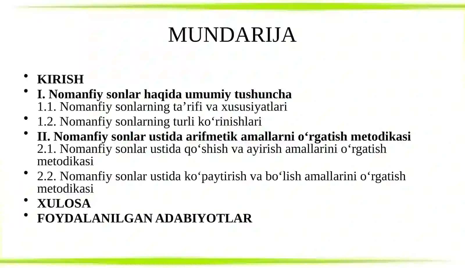 Nomanfiysonlar ustida arifmetika mollarini o‘rgatish metodikasi 2