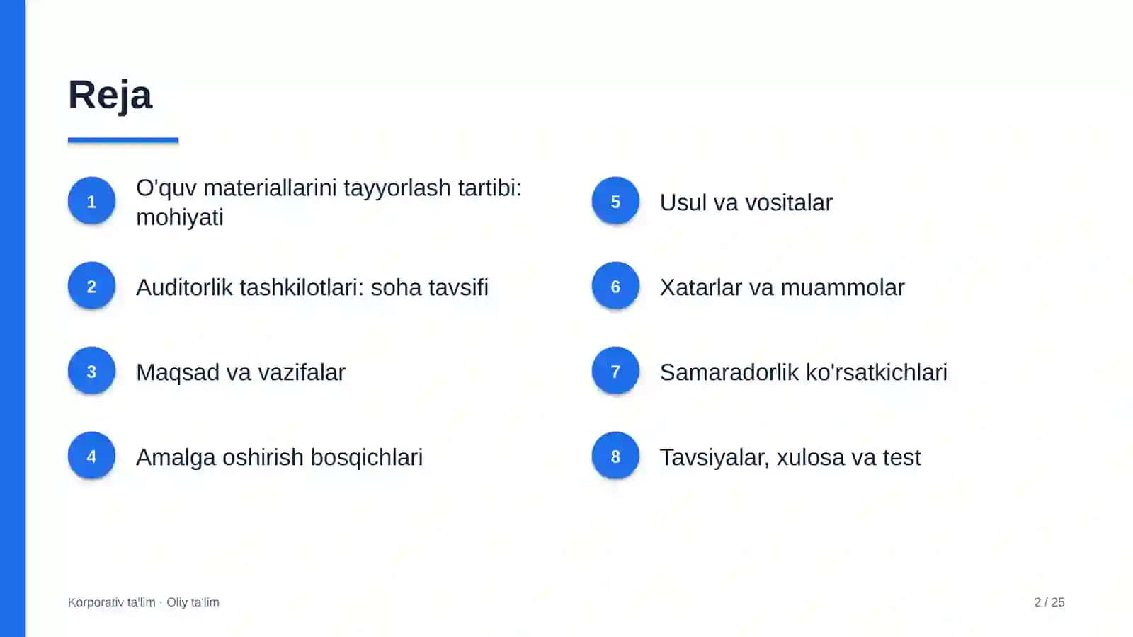 Auditorlik tashkilotlarida o'quv materiallarini tayyorlash tartibi 2