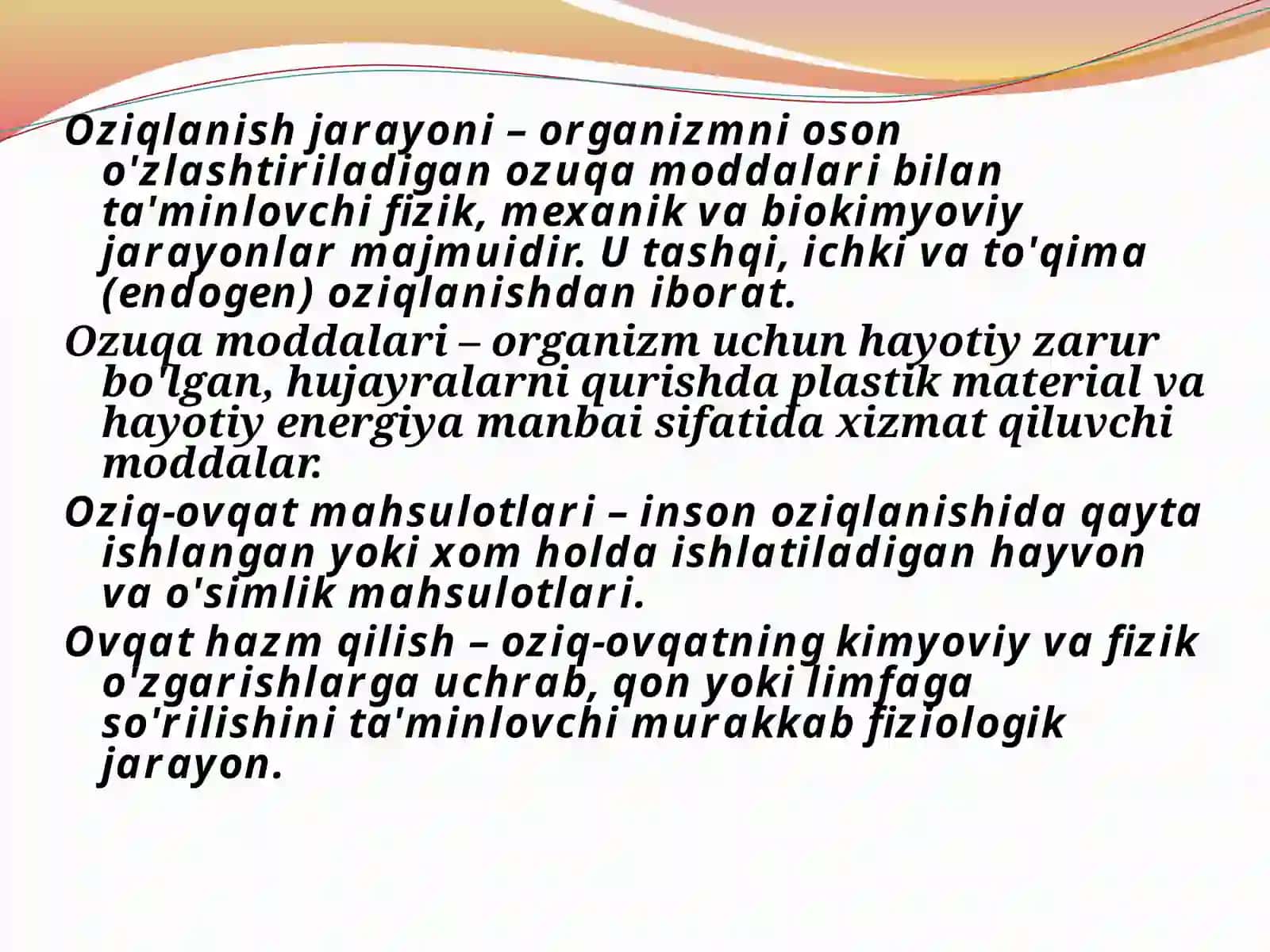 Ovqat hazm qilish tizimi anatomiyasi va fiziologiyasi 2