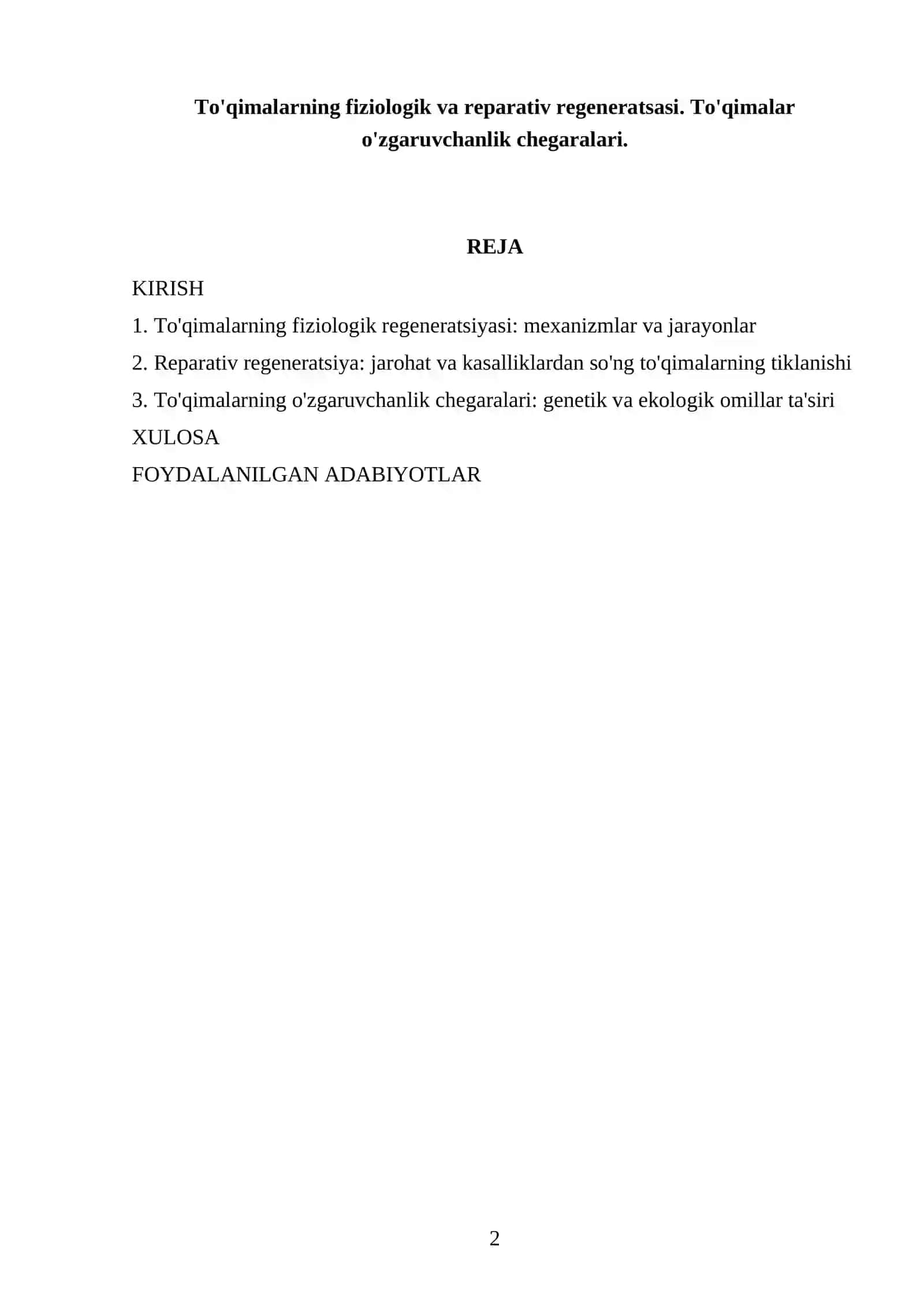To'qimalarning fiziologik va reparativ regeneratsasi 2