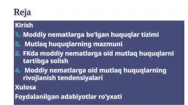 Moddiy nematlar va huquqlar 2