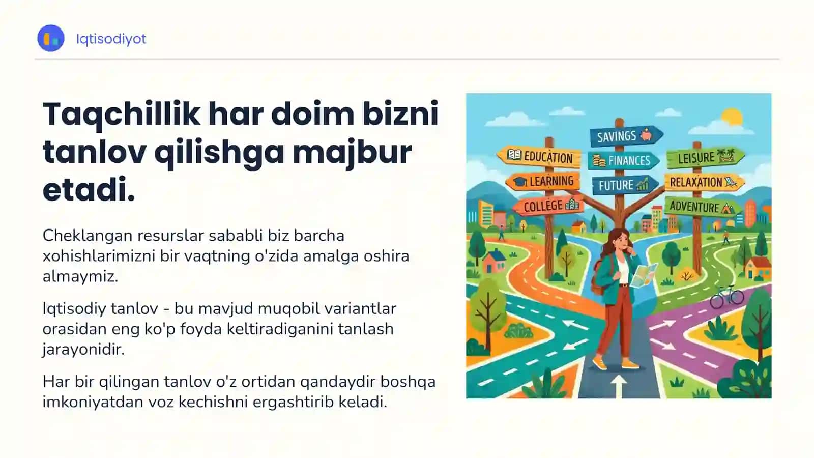 Iqtisodiy Tanlov va Imkoniyat Xarajati 2