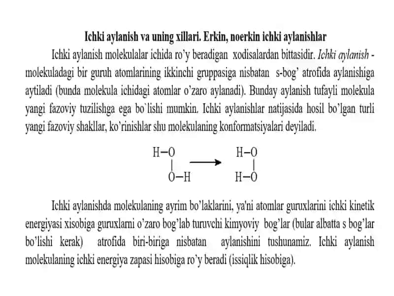 Ichki molekulyar aylanish va konformatsiyalar 2