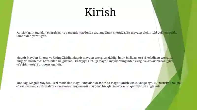 Magnit Maydon Energiyasi Va Uning Zichligi 2