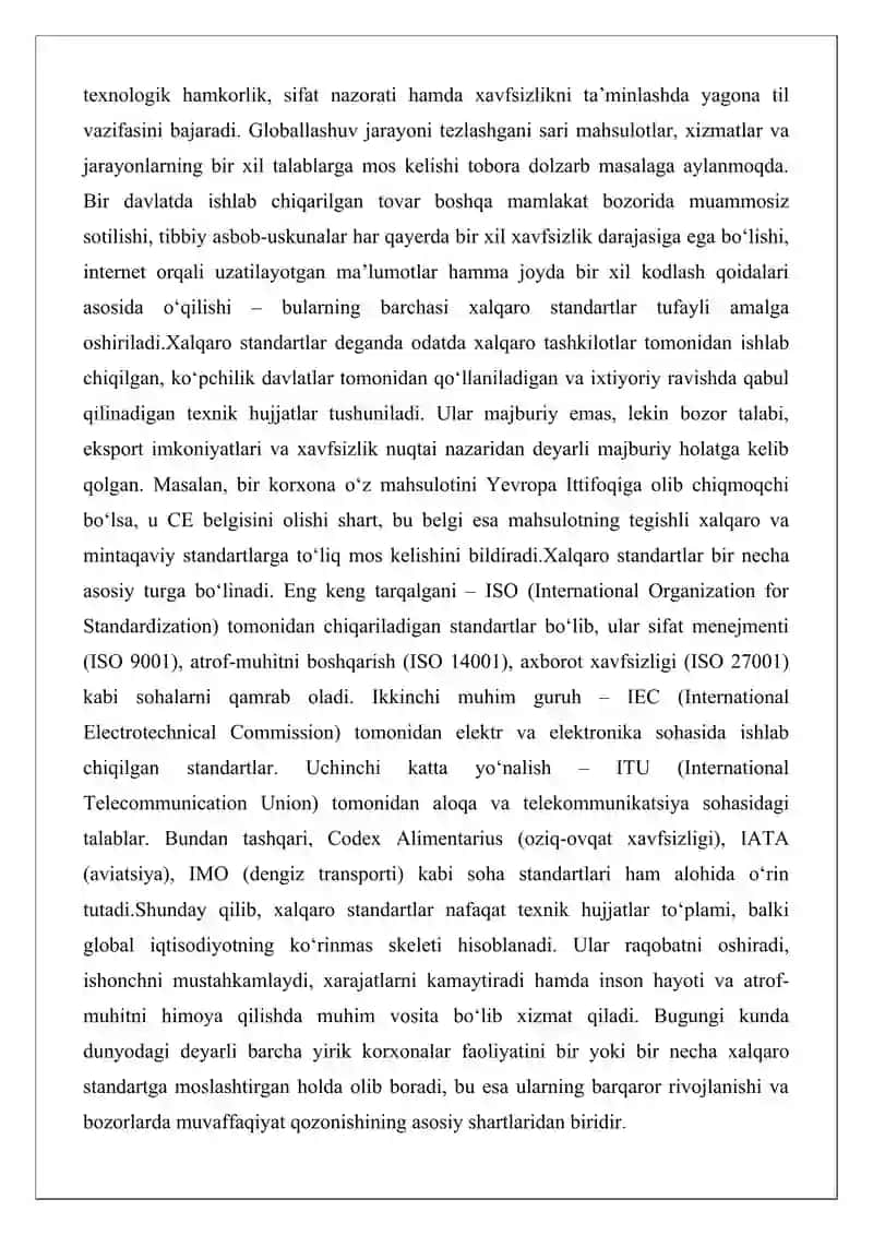 Xalqaro standartlar tushunchasi va uning turlari 2