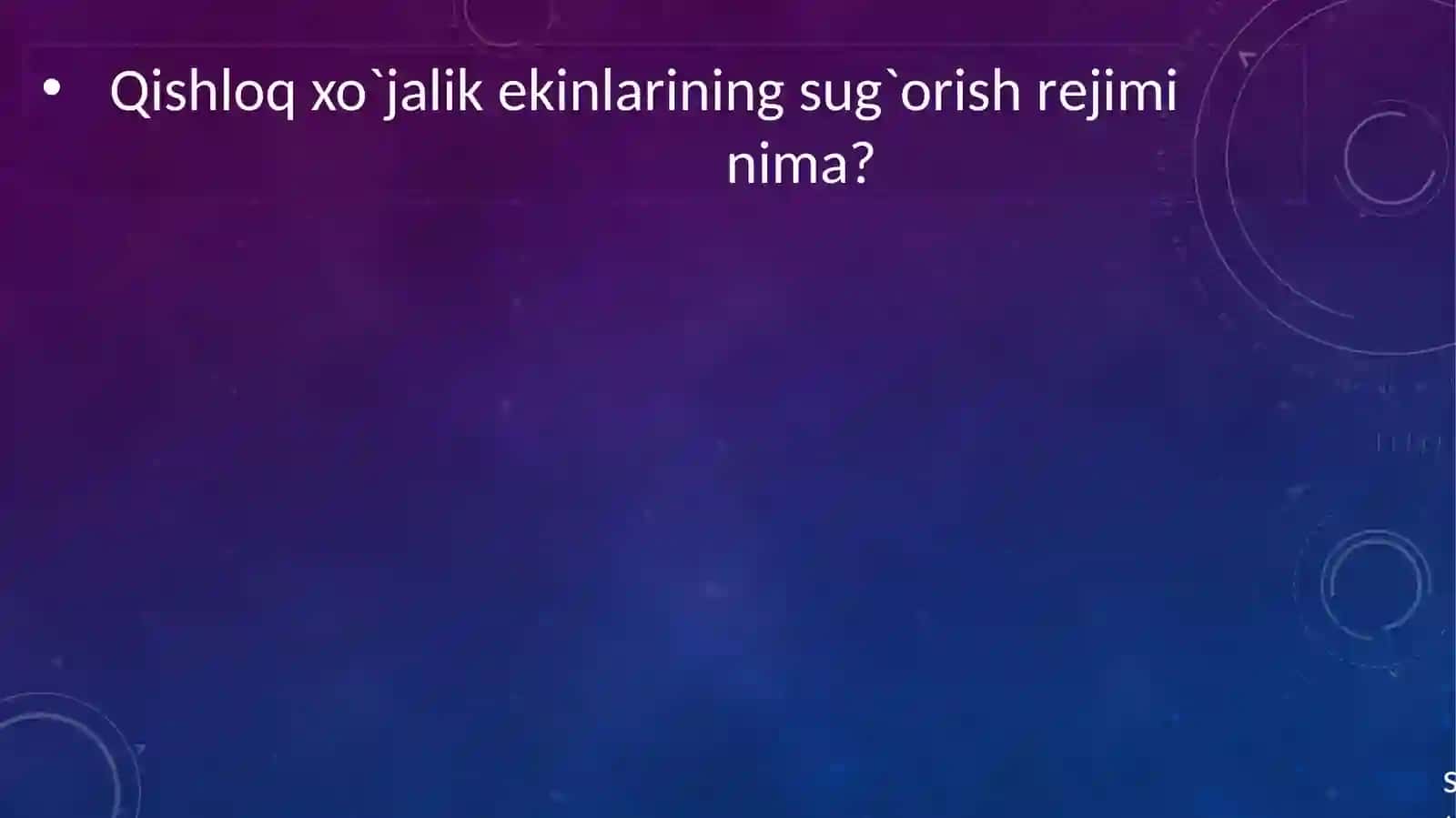 Qishloq xo`jalik ekinlarining sug`orish rеjimi va suv tejovchi texnologiyalar 2