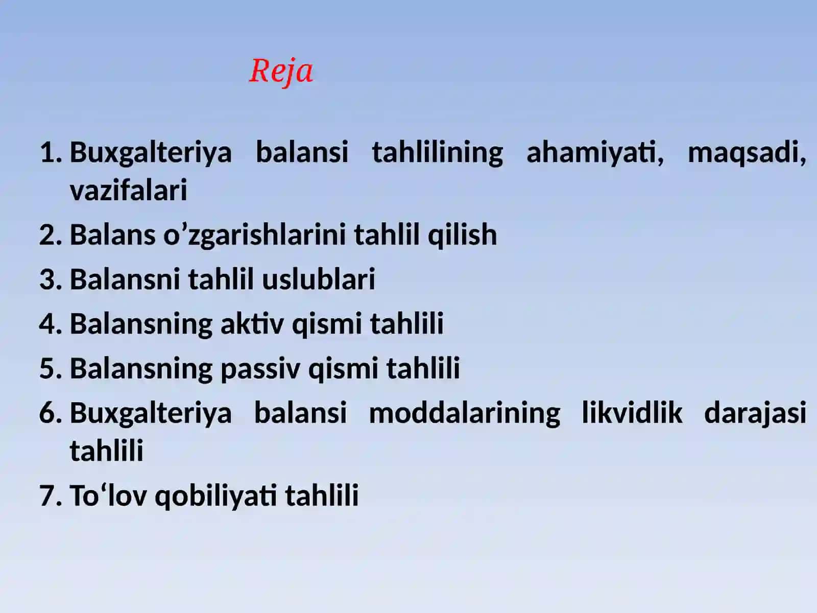 Buxgalteriya balansi ma’lumotlan asosida korxona moliyaviy holatini tahlil qilish 2