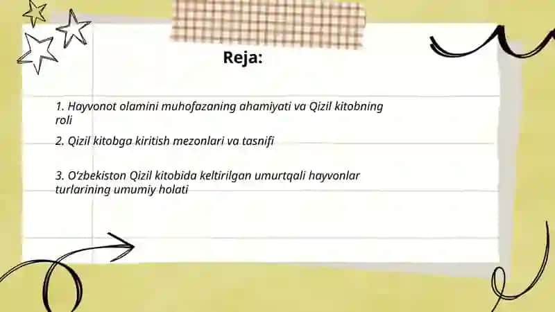 Qizil kitob va shunga kiritilgan umurtqali hayvonlar turlari 2