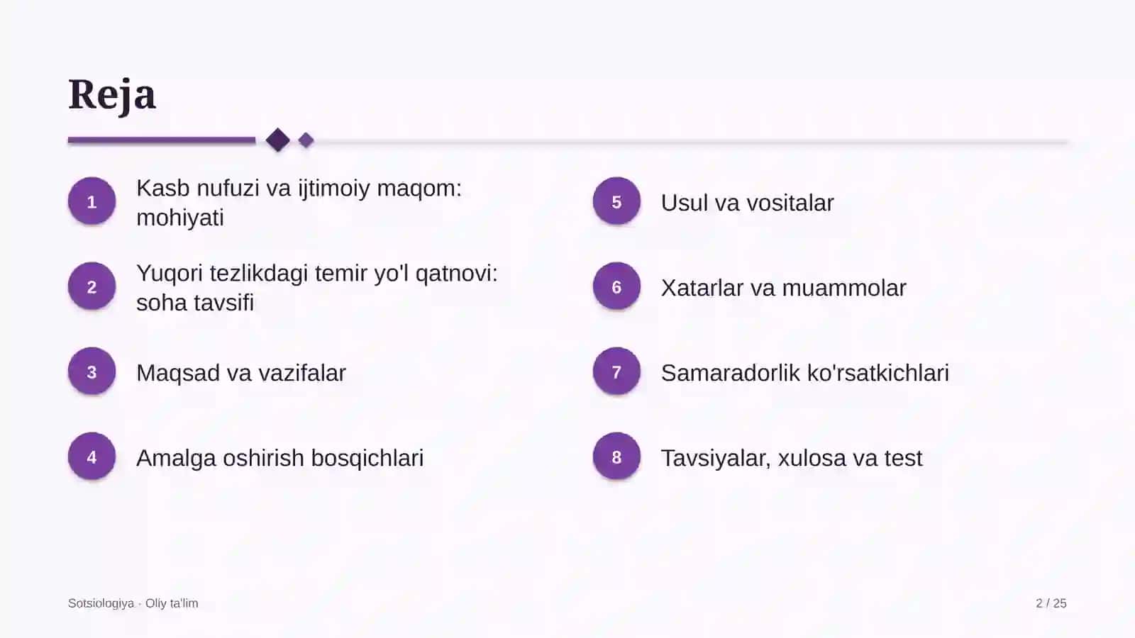 yuqori tezlikdagi temir yo'l qatnovida kasb nufuzi va ijtimoiy maqom 6136 2