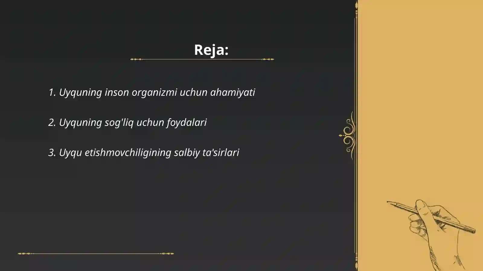 Uyqu Tartibi Haqida Taqdimot 2