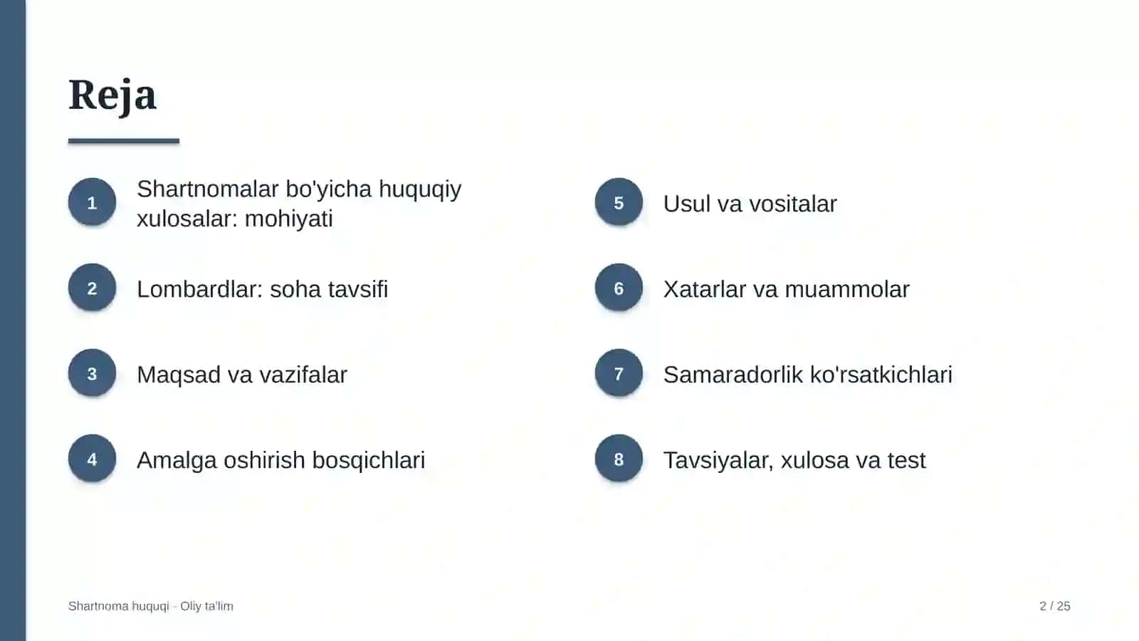 Lombardlarda shartnomalar bo'yicha huquqiy xulosalar tayyorlash 2
