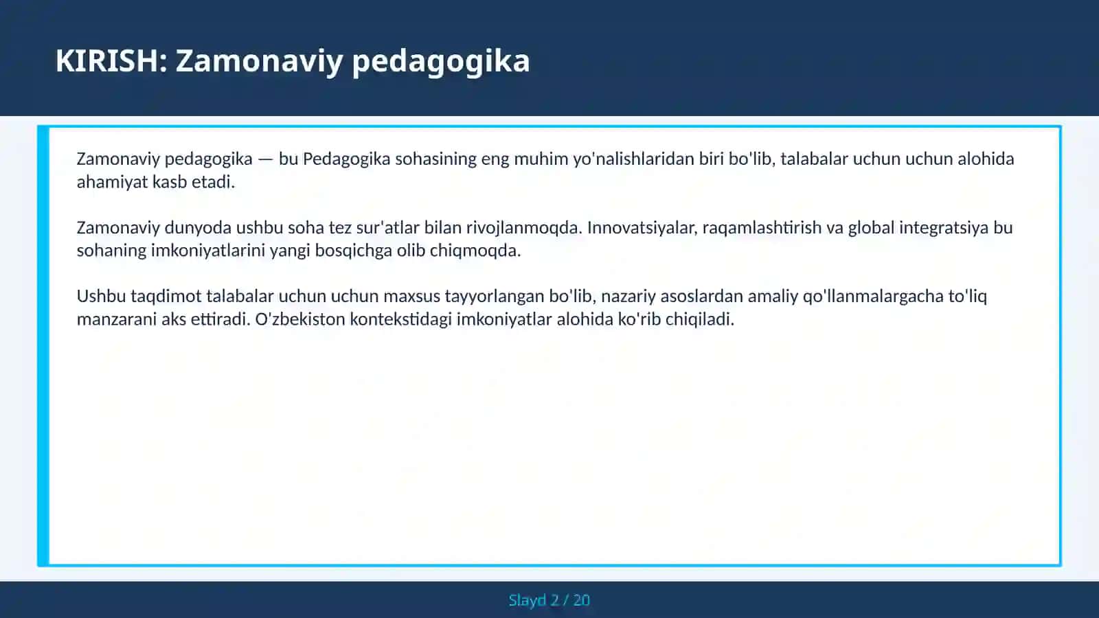 Zamonaviy Pedagogika 2