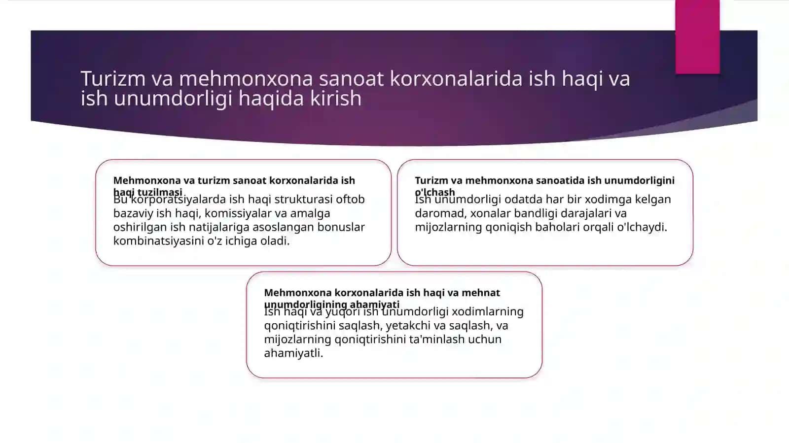 Turizm va mehmonxona xo'jaligi korxonalarida ish haqi va mehnat unumdorligi 2