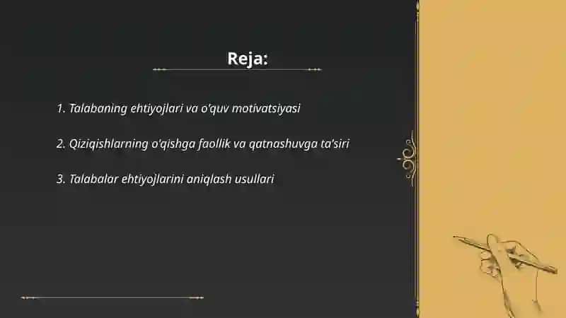 Talabaning ta'lim faoliyatida ehtiyojlar va qiziqishlar-faollik manbai sifatida 2