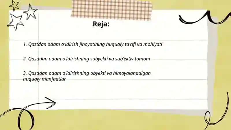 Qastdan oldam o’ldirish jinoyatining tahlili 2