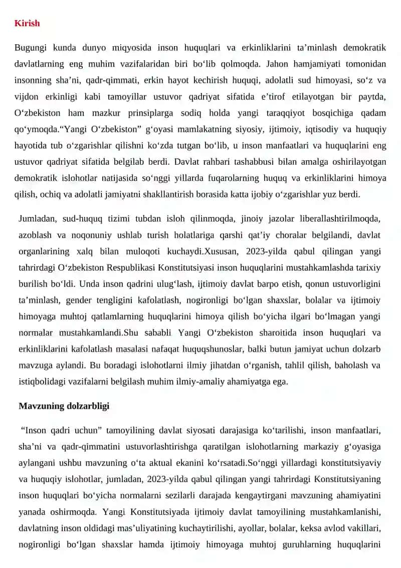 Yangi O‘zbekiston va inson huquqlari himoyasi 2