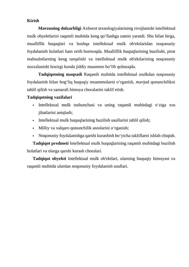 Raqamli muhitda intellektual mulkdan noqonuniy foydalanish uchun javobgarlik 2