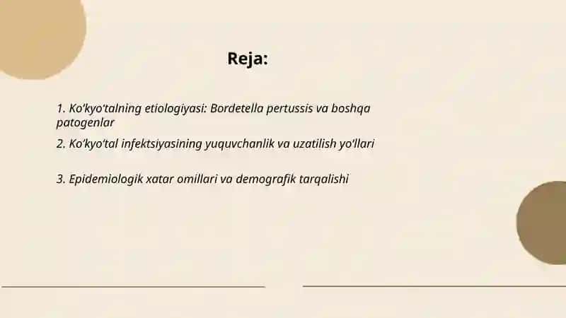 Koʻkyoʻtal etiologiyasi epidemiologiyasi patogenezi klinikasi asoratlari davosi profilaktikasi reabilitatsiyasi UASH taktikasi 2