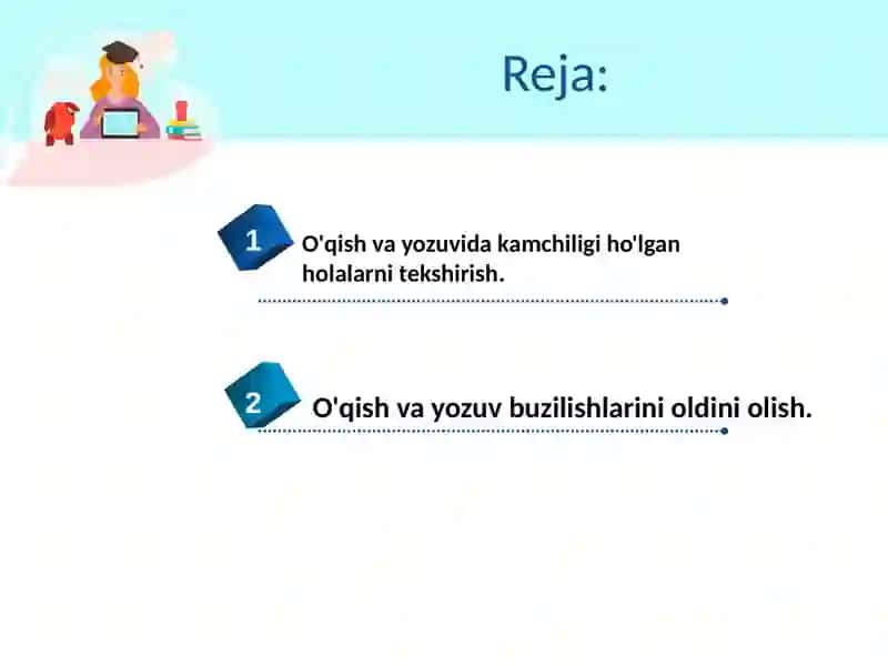 O'qish va yozuvda kamchiligi bo'lgan bolalarni tekshirish 2