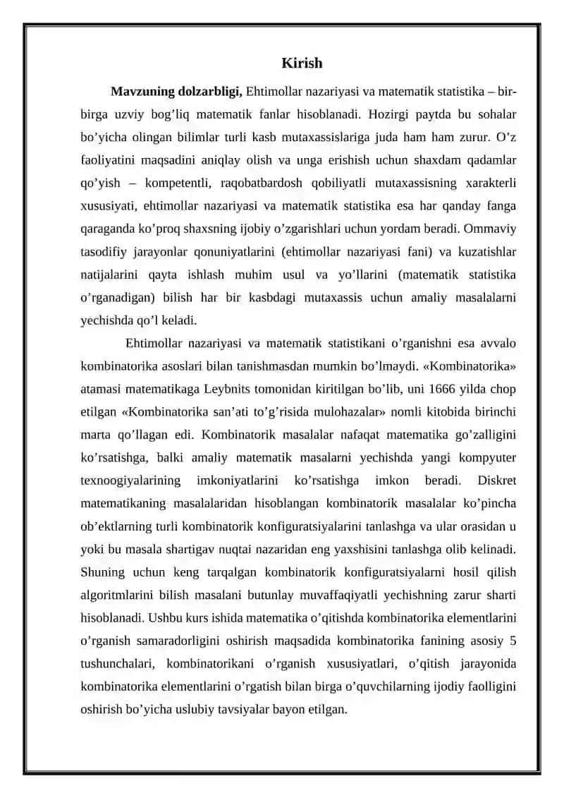 Bo’laklashlar kombinatorikasi 2