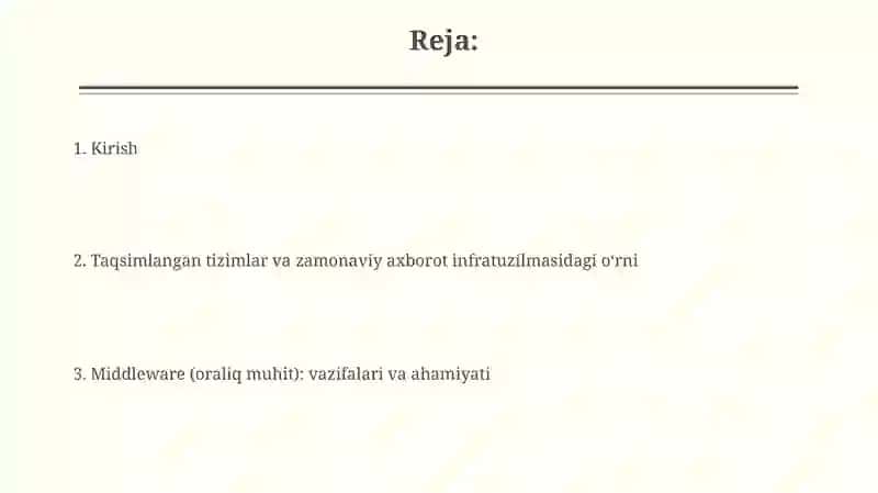 Taqsimlangan tizimlar oraliq muhitining (Middleware) o‘rni va ahamiyati 2