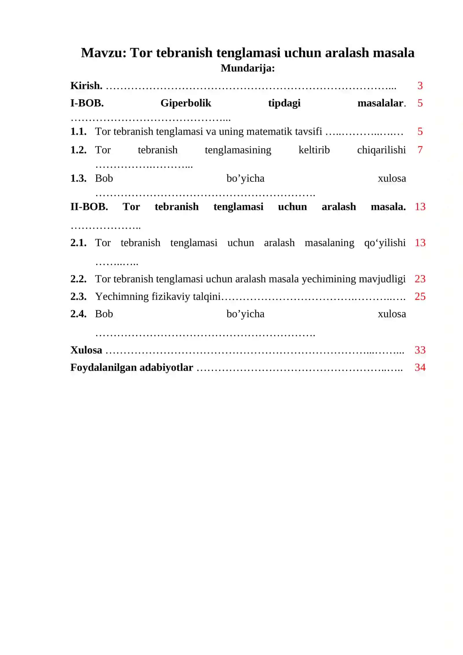 Matematik Fizika Tenglamalari Kurs Ishi 2