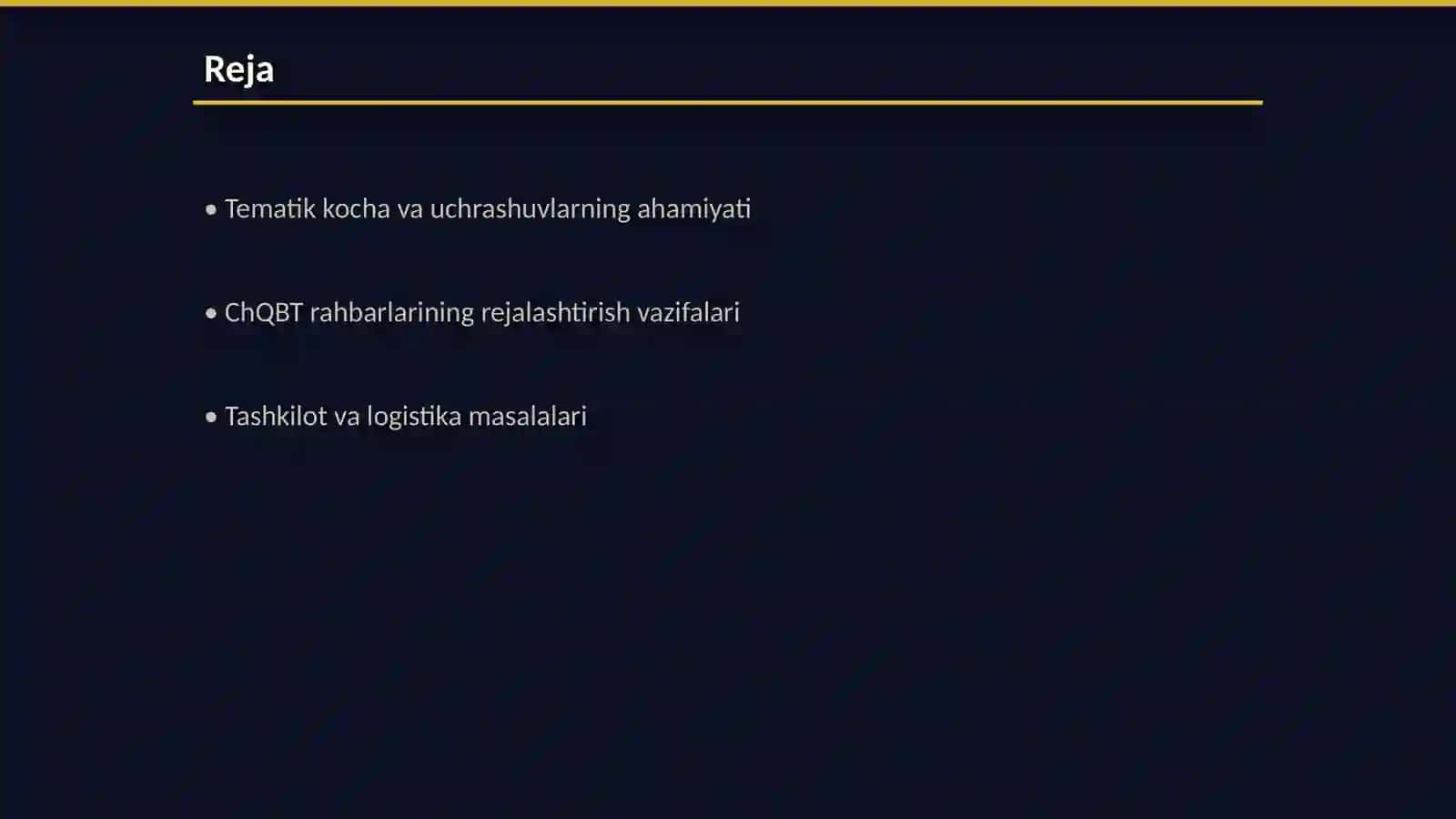 Tematik kocha va uchrashuvlarni tashkilashtirish va otkazishda ChQBT rahbarlarining vazifalari 2