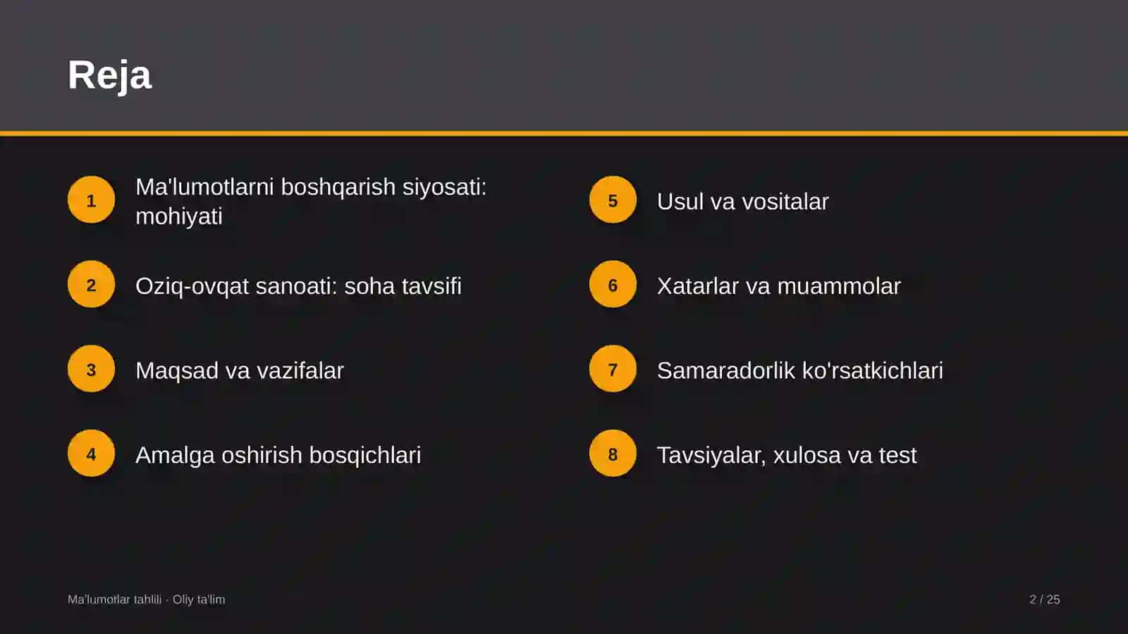 oziq ovqat sanoatida ma'lumotlarni boshqarish siyosatini ishlab chiqish 6165 2
