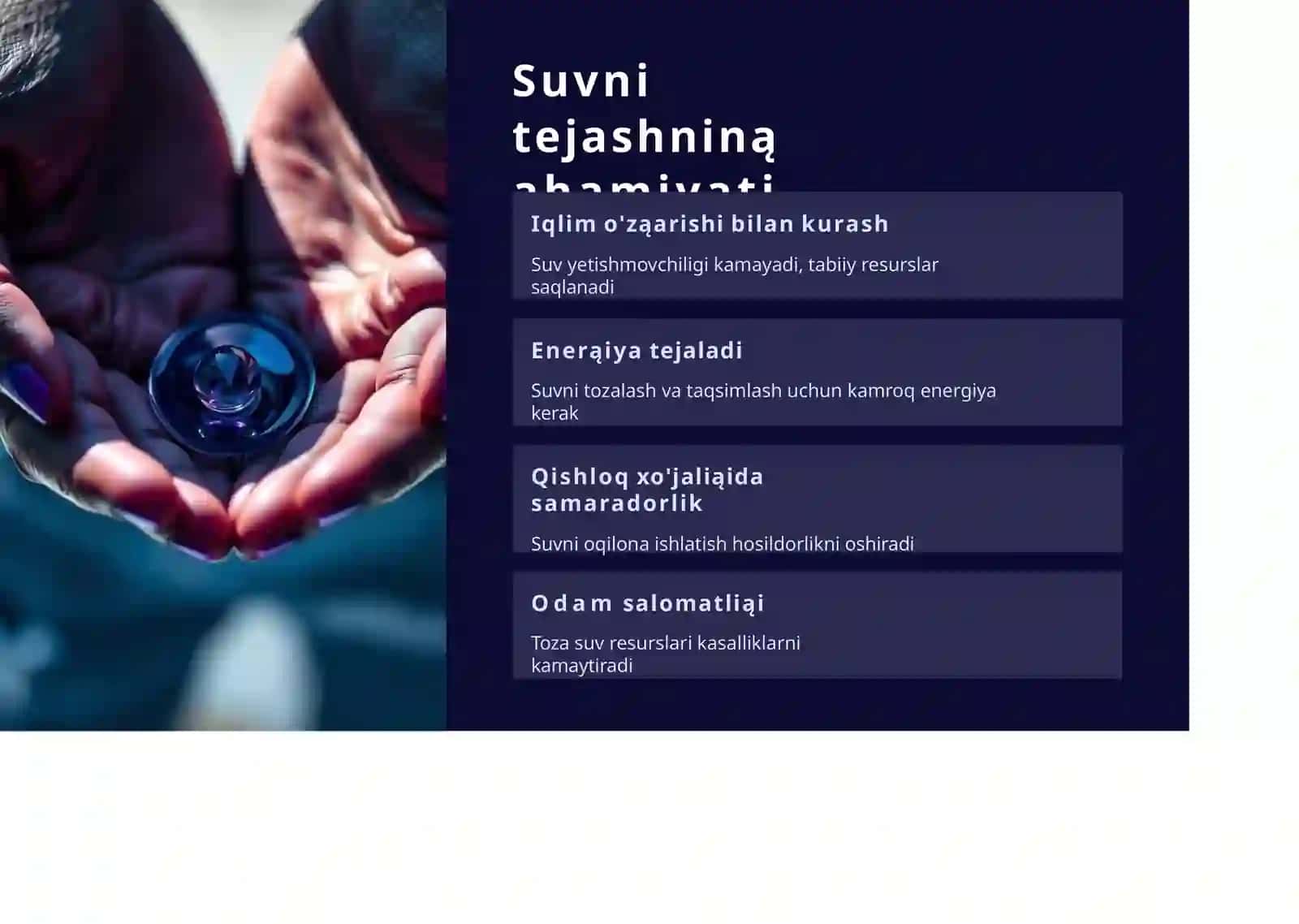 Suv Resurslarini Tejash va Oqava Suvlarni Qayta Ishlash 2