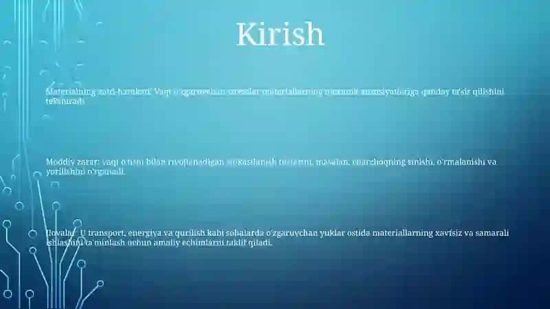 Vaqt Bo‘yicha Davriy O‘zgaruvchan Kuchlanishlarda Materiallar Mustahkamligi 2