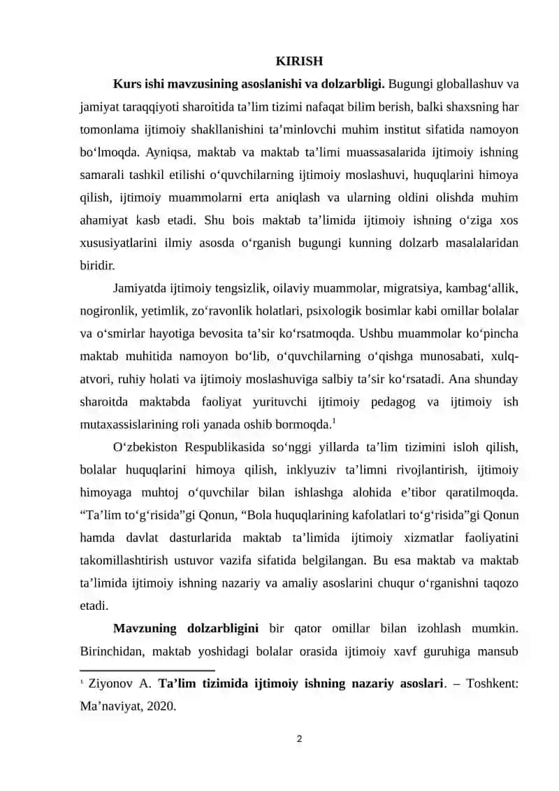 Maktab va Maktab Ta'limida Ijtimoiy Ishning O'ziga Xos Hususiyatlari 2