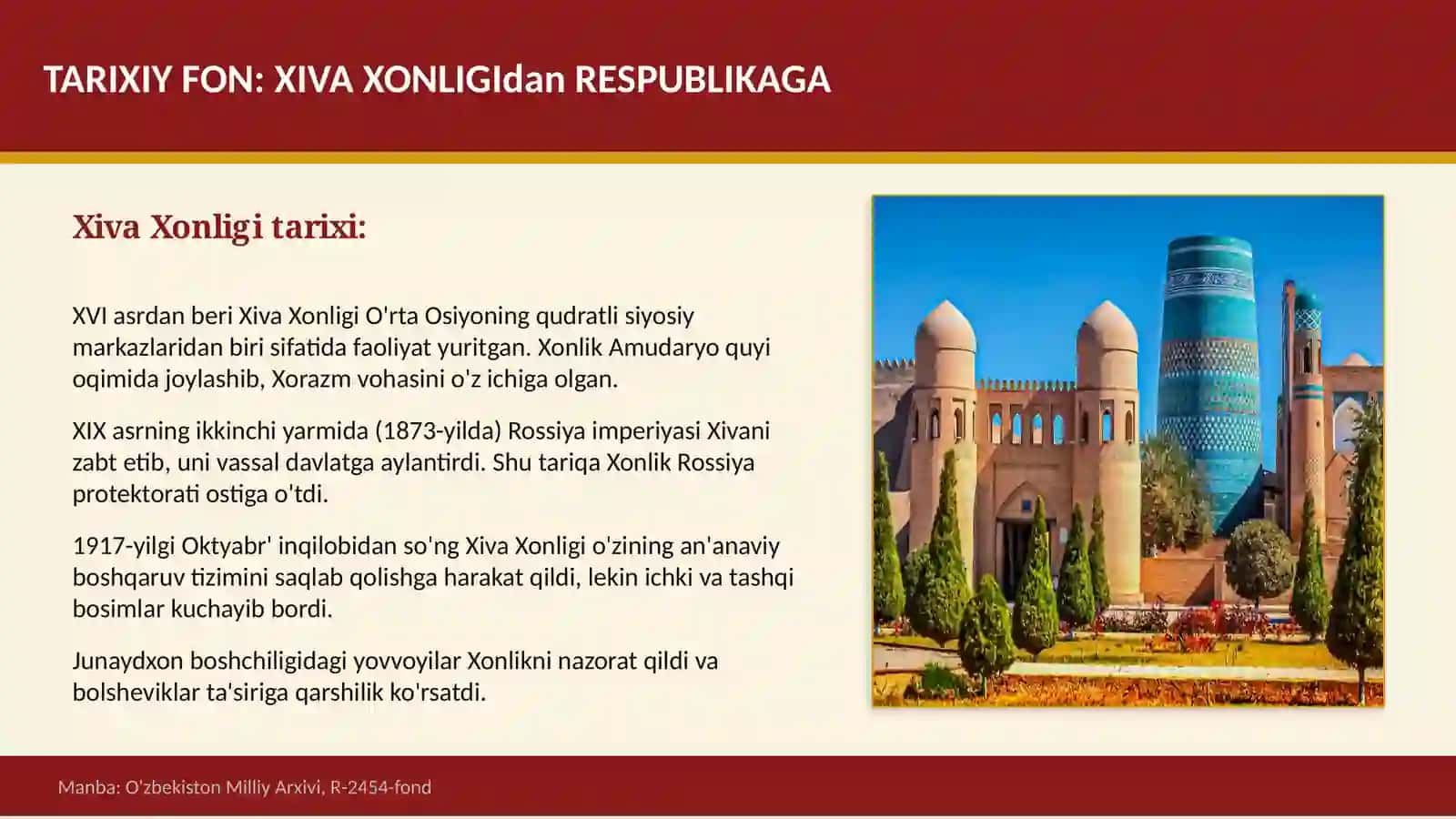 XIVA XONLIGI va RESPUBLIKAGA o'tish jarayonlari (1920-1924 yy.) 2