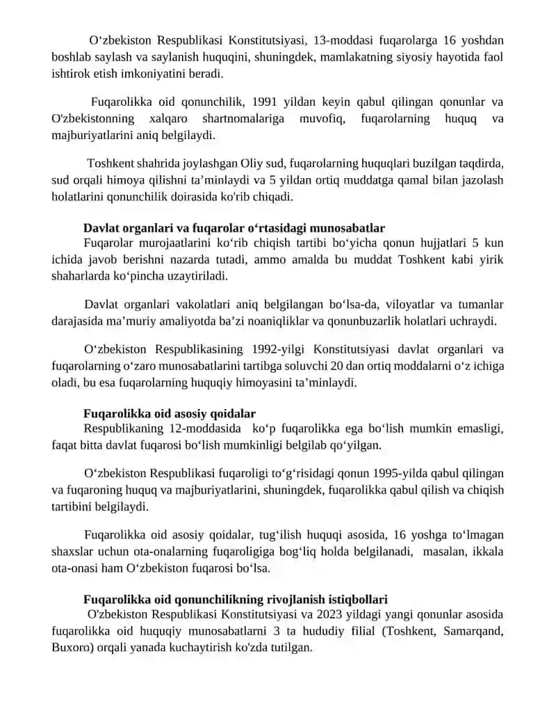 O'zbekiston respublikasi fuqorolari ma'muriy-huquqiy holatining tushunchasi 2