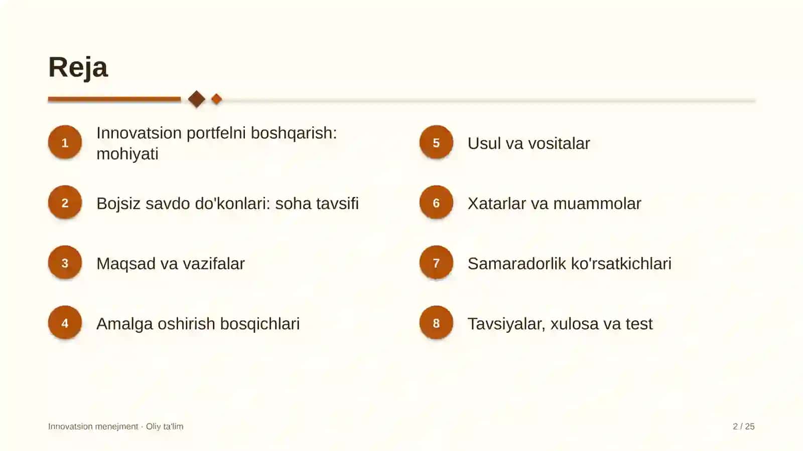 Innovatsion Menejment · Oliy Ta'lím 2