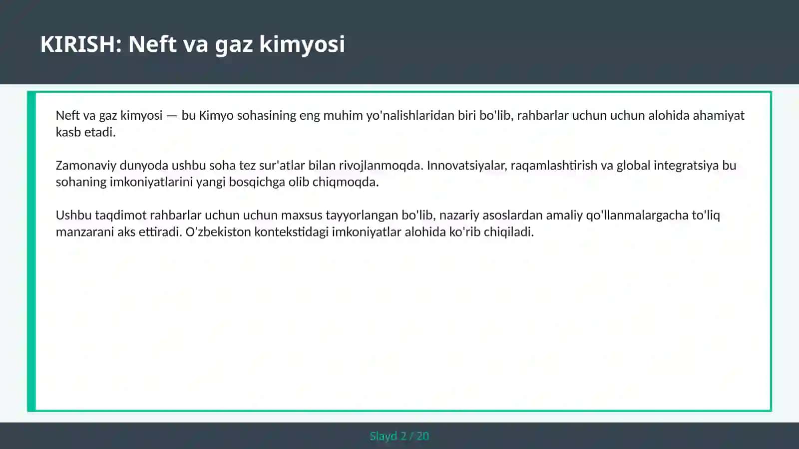 Neft va gaz kimyosi 2