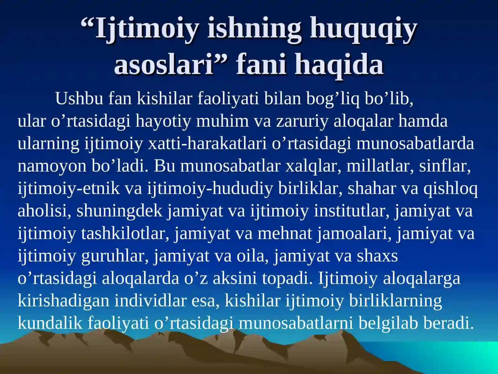 IJTIMОIY ISHNING HUQUQIY ASOSLАRI 2
